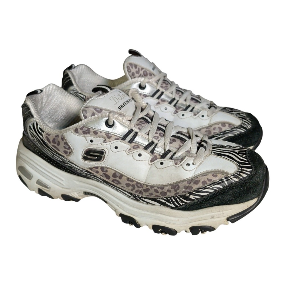Skechers D'Lites Shoes Womens Size 8 Y2K Sneakers Bling Animal Print 11934